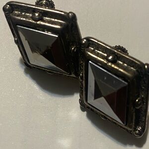 Elegant Black and Silver Stud Earrings